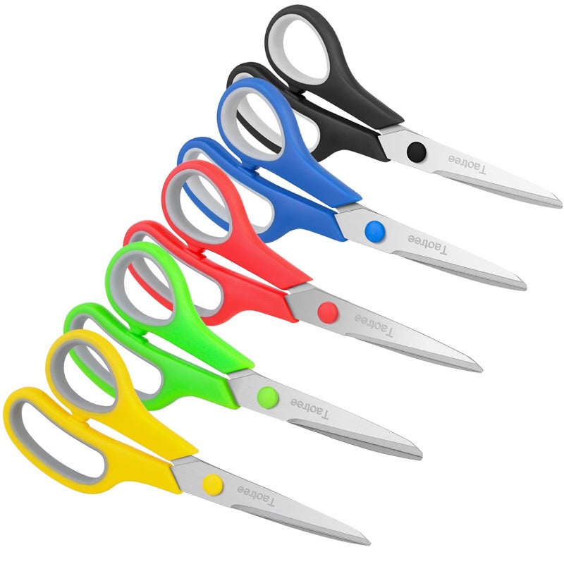 Taotree Scissors for Office, Taotree 8" Scissors All Purpose Bulk of 5-Pack, Middle School Supplies Student Teacher Classroom, Sharp Craft Shears for Office Home Sewing Fabric, Right/Left Handles, Same Size - Image 1
